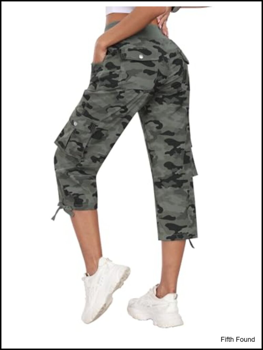 MoFiz Women's Cargo Capris Lightweight Travel Hiking Pants with 6 Pockets